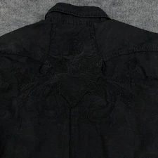 Roar Shirt Mens L Faded Black Embroidered Long Sleeve Cowboy Western