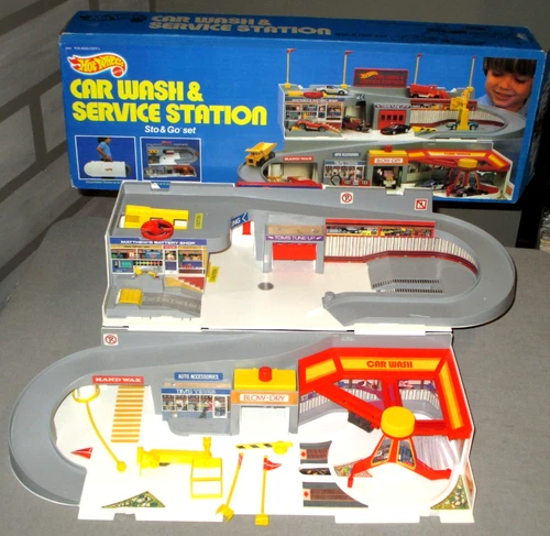 1986- MATTEL HOT WHEELS CAR WASH & SERVICE STATION PLAYSET- MIB- VINTAGE DIECAST