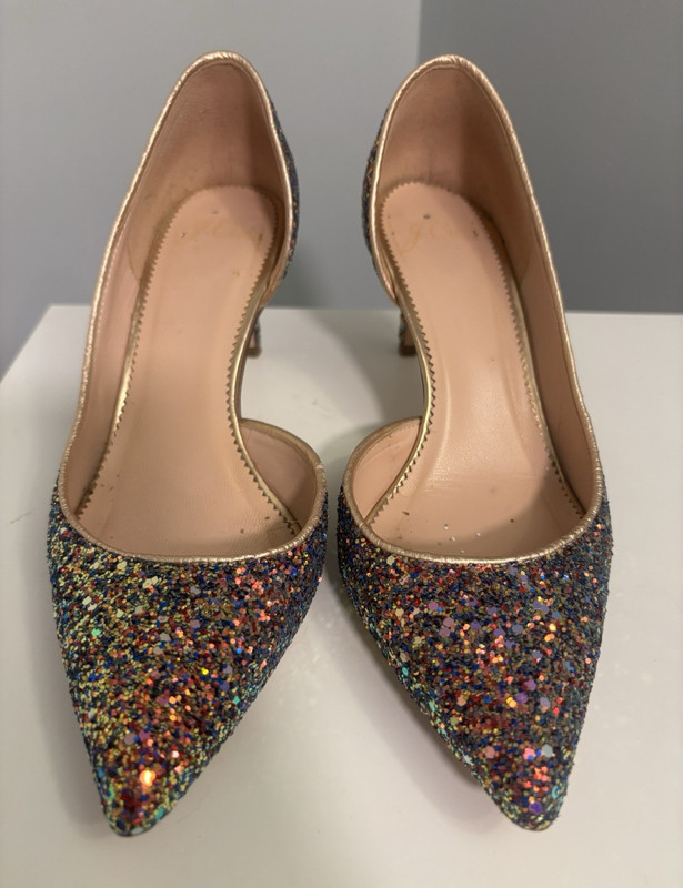 J.CREW Women’s Multicolor Glitter Pointed Toe Stiletto Pumps Slip-On 5.5