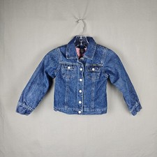 OshKosh Denim Jacket Girls 6X Blue Jean Quilted Lined Snap Front Warm Coat