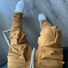 2024 Spring Winter Streetwear Men's Cargo Pants Pockets Sweat Pants Casual Trous