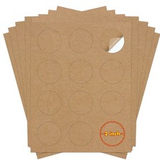 Koala Round Labels 2 Inch, Kraft Brown, 300 Pcs 2 Brown