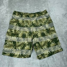 Mens Swim Shorts Kirkland Signature M Green Palm Stripe Design a0095