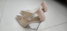 Luxury Transparent High Heels for Women – Clear PVC Wedge Shoes with Soft Blush