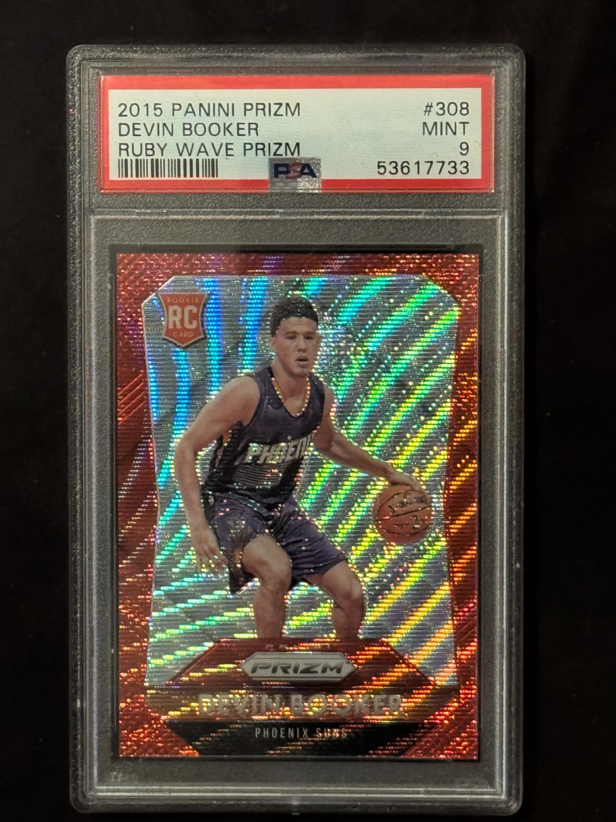 2015-16 Devin Booker #308 Panini Ruby Wave Refractor Prizm ROOKIE RC SP 71/350