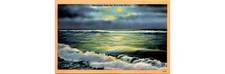 1930s Tichnor Seascape Linen Postcard: Moonlight Waves Ocean View 64031