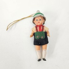 Vintage 1930's Celluloid Doll Ornament With Bavarian Attire Collectible German