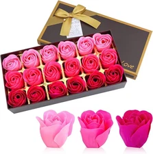 18 PCS Rose Petal Scented Bath Soap Pink Gift Set