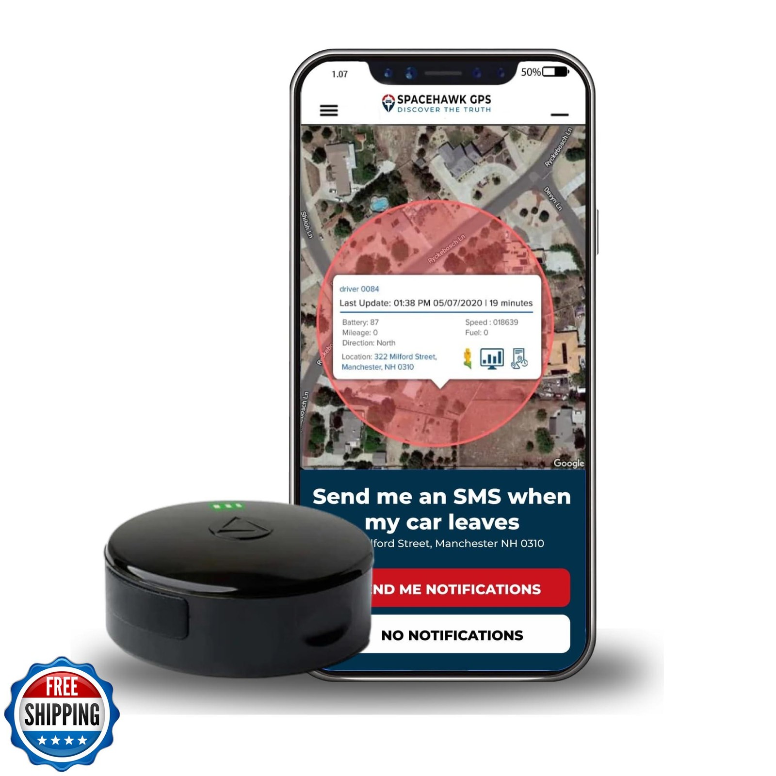 SpaceHawk Mini GPS Tracker - Real-Time Hidden Location Tracking Device