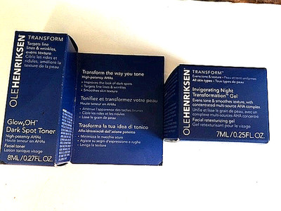 Ole Henriksen Glow2OH Dark Spot Toner Deluxe Sample Size .27oz + Transform Night