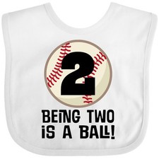 Inktastic 2nd Birthday Baseball 2 Year Old Boy Baby Bib Party Boys Kids Childs