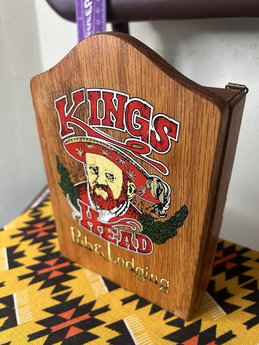 Vintage Kings Head Pub And Lodging Miniature Dart Board Cabinet