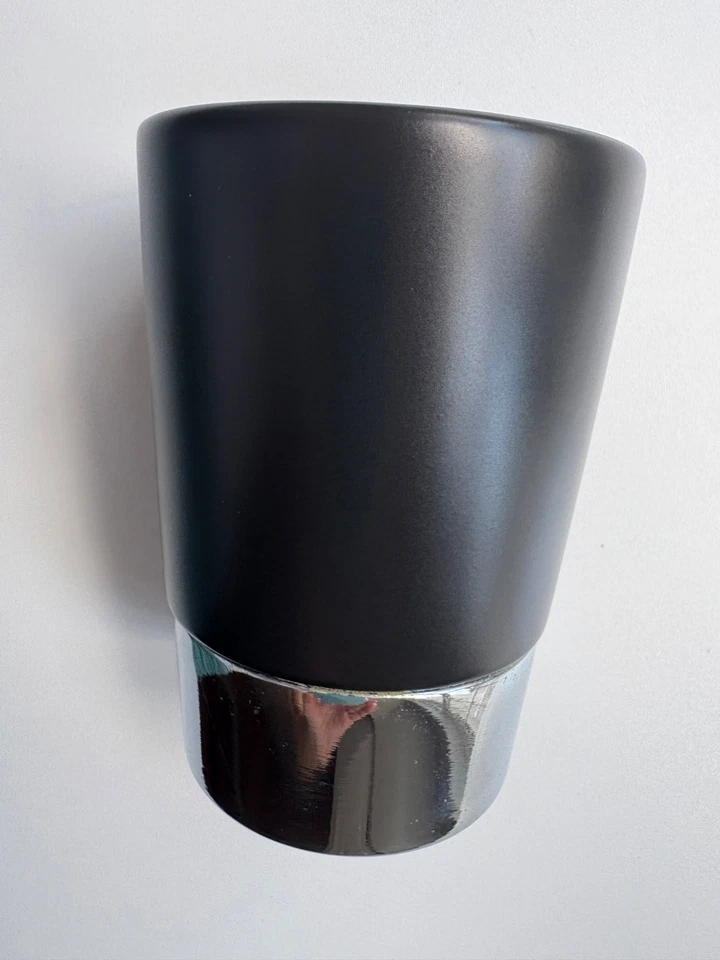 Suporte para escova de dentes preto cerâmica antiderrapante banheiro com base cromada - Imagem 2 de 4