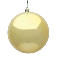 Vickerman N593008DSV Gold Shiny UV Drilled Cap Ball Ornament  12 in.