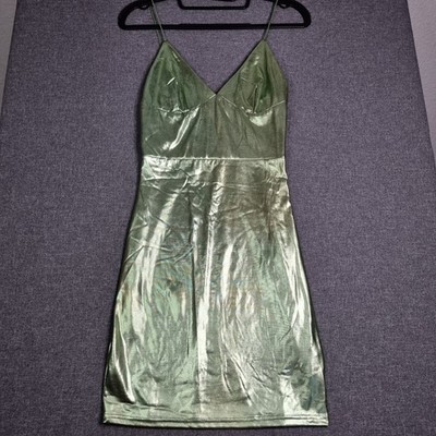 Asos Club L Damen Kleid Kurz Mini Grün Metallic Gr. 8 , 38   40 Neu