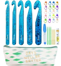 Weabetfu 5 Large Crochet Hook,25mm 20mm 12mm, 15mm, 18mm, 20mm, 25mm, Blue