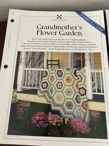 Lot Of 2 Quilt Pattern Sample Cards Wedding Ring And Grandmother’s Flower Garden - Picture 5 of 9