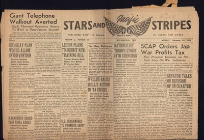 Nov. 26, 1945 *  STARS and PACIFIC STRIPES for US Forces Published in Tokyo