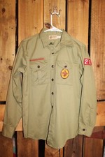 Boy Scouts of America BSA Boys Youth Shirt Green Vintage Long Sleeve XL