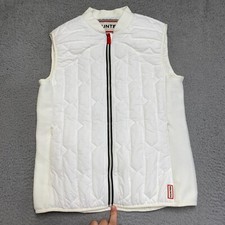 Hunter Boots Vest Womens Large Full Zip Puffer White Outdoor Hiking Pockets