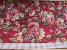 2 CUSTOM RAYMOND WAITES CAMPAGNA DEEP RED FLORAL VALANCES 22"X39" (HV A "140")