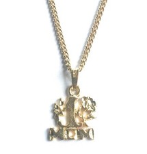  1 MOM Pendant Charm Necklace 24" Chain Gold Plated Rose Mothers Day Gifts