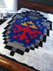 Nintendo NES Zelda's LINK SHEILD Patchwork Pixel blanket