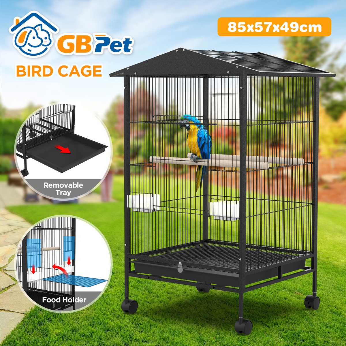 85CM Large Bird Cage Perches Aviary Parrot Budgie Finch Canary