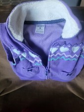 Carters Fleece Sherpa Vest 9 Months Purple Hearts Zip Pockets B1