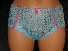 Size M Panties light blue w/silver animal prnt pink frnt bow w/pink stripe panty