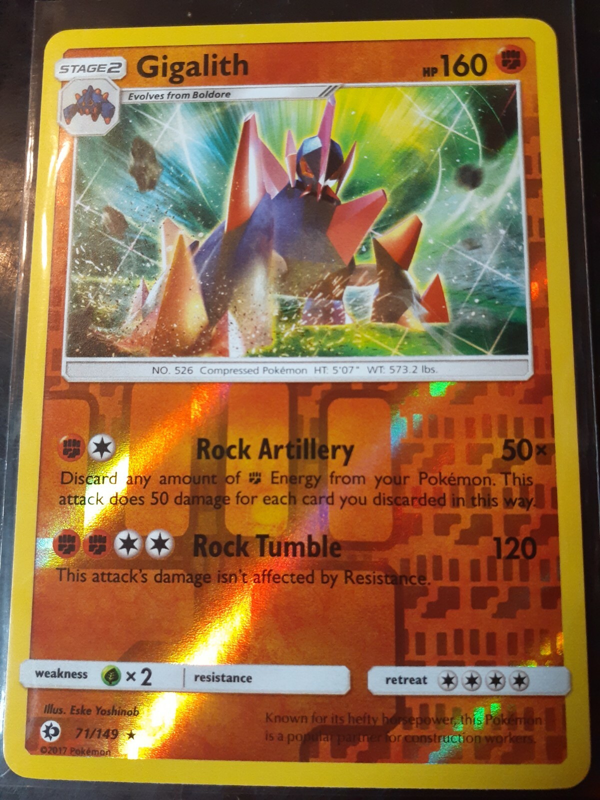Pokemon Card Gigalith Reverse Holo Rare 71/149 Sun & Moon
