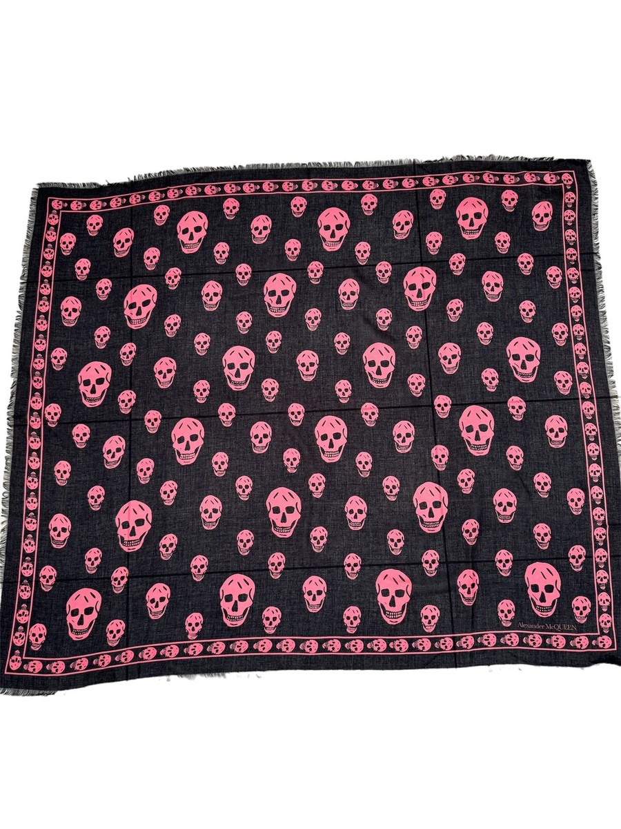 【McQ Alexander McQueen】SKULL MUFFLER Alexander McQueen Scarf Stole Muffler Navy Fringe Skull | eBay