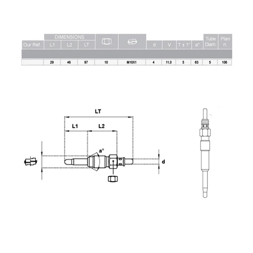 4 Candelette Accensione per ALFA ROMEO 155 164 (167,164) 2.5 TD kw 92 92-98 CD97 - Imagen 4 de 4