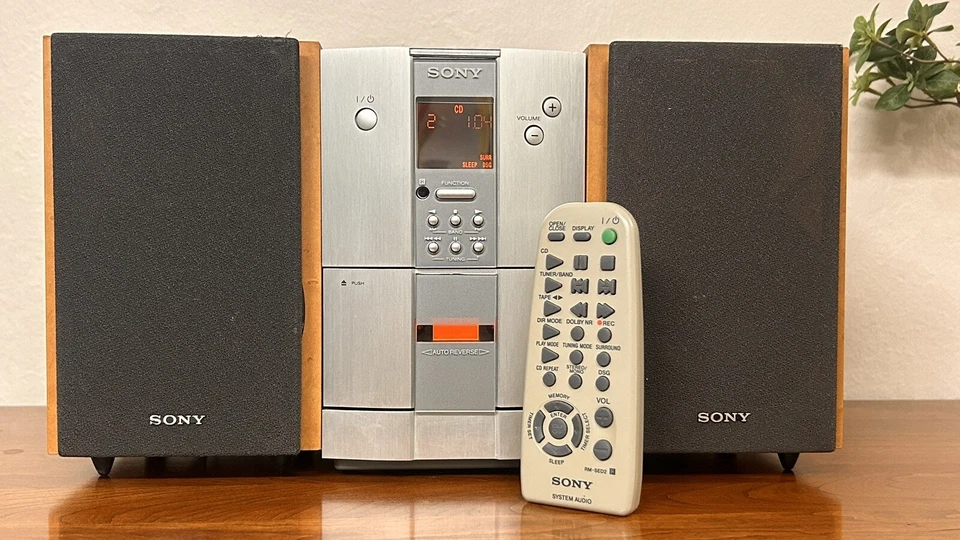 Mini sistema estéreo Sony HCD-ED2 com alto-falantes SS-CEX1 AM/FM/CD/cassete - Imagem 2 de 4