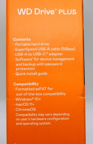 NEW - Western Digital WD Drive PLUS 2TB Portable HDD USB-C Win Mac BLACK SEALED - Picture 7 of 7
