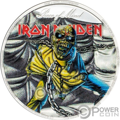 PIECE OF MIND Iron Maiden 2 Oz Silver Coin 10$ Cook Islands 2023