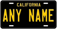 California Black Yelow Personalized Novelty Car Auto License Plate Any Name