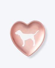 NIB Victoria s Secret PINK Heart Metallic Pink Mini Dog Collectible Trinket Dish