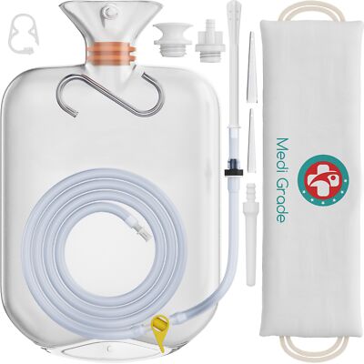 Anima Kit Enema Kit for Adults 0.53 Gal Capacity - Transparent Hands-free with ...