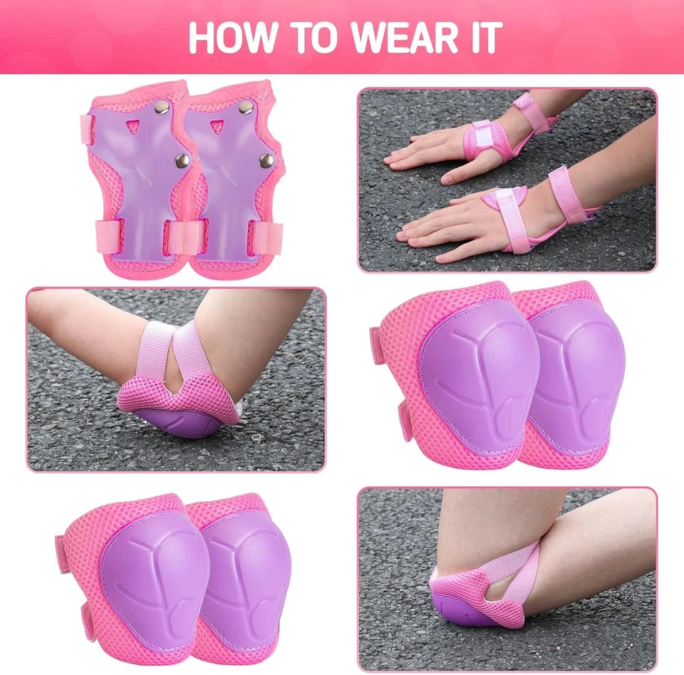 Kids Knee Elbow Wrist Guards 3-in-1 Set for Skating, Cycling, Scooter — 第 4/4 张图片