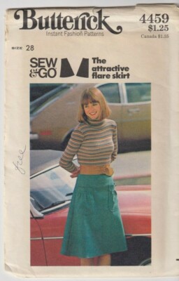4459 BUTTERICK Sew & Go c.1970's - Flare SKIRT - Sz 28'' W