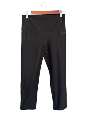 RBX Active Capri Leggings Black Polka Dot Waistband Compression Women s M