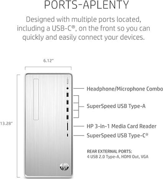 HP Pavilion Desktop PC,AMD Ryzen 7 5700G,Up To 64GB RAM,2TB SSD+1TB HDD
