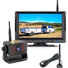7" Wireless DVR Monitor Standby Mode IR Solar Magnetic Backup Camera For Rv Car