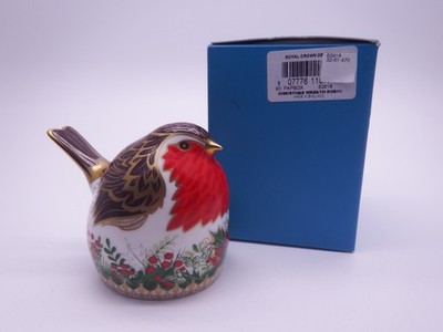 ROYAL CROWN DERBY WEIHNACHTSKRANZ ROTKEHLCHEN BRIEFBESCHWERER
