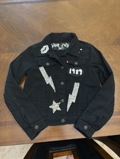 Handmade Taylor Swift Eras Tour Levi s Black Trucker Jacket Sequins Big Girl M/L
