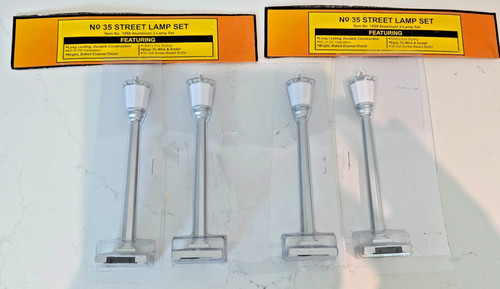 Juego de 2 postes de lámpara Rail King MTH Trains #35 aluminio metal calle artículo #1059-2 juegos | Zustand: New