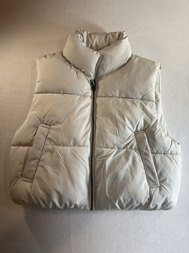 Double Zero Mystical Medium Ivory Full Zip Padded Puffer Vest Women M