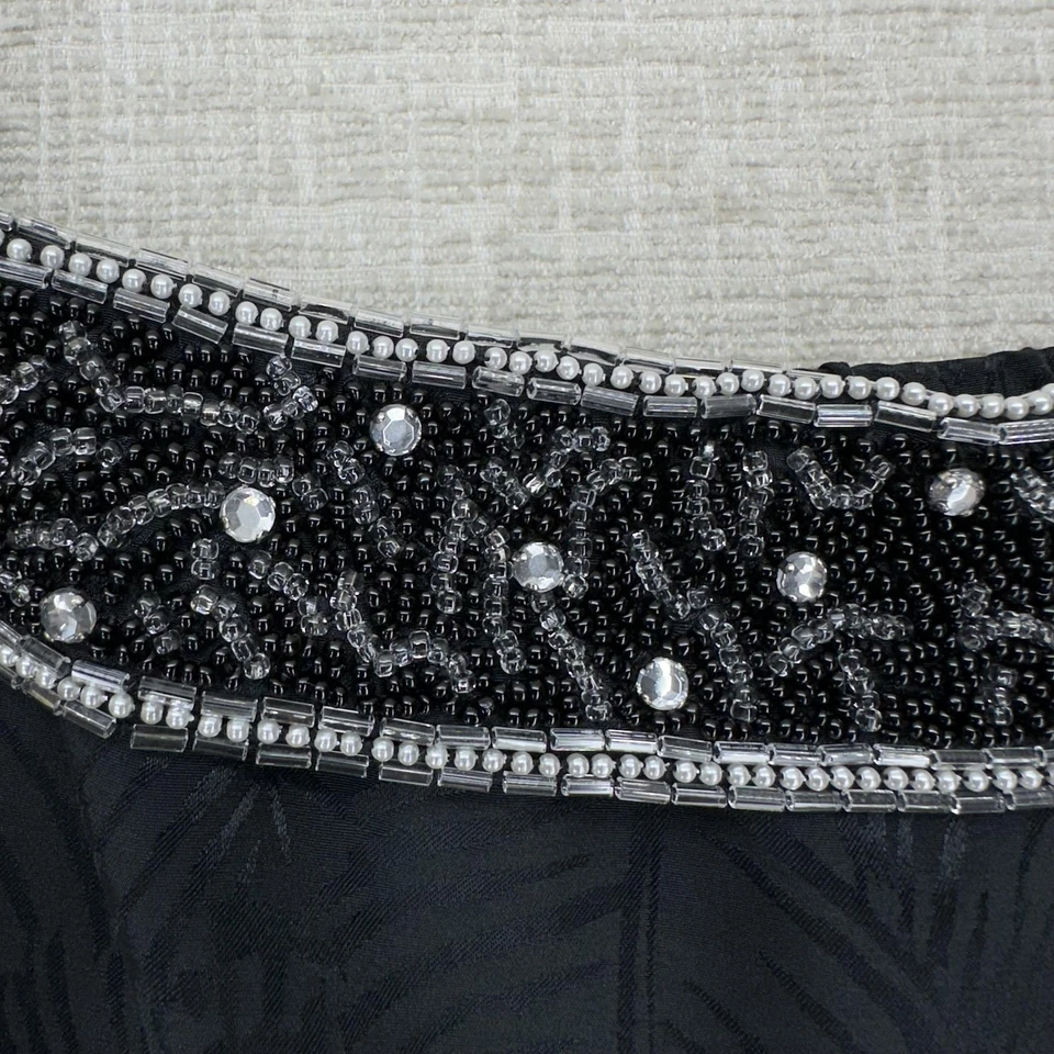 Nolan Miller Top Womens 12 Black Jacquard Beaded Camisole Tank Formal Evening - Image 4 of 4