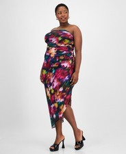 $139 Emerald Sundae Trendy Plus Size Strapless MIDI Bodycon Dress - Oxford